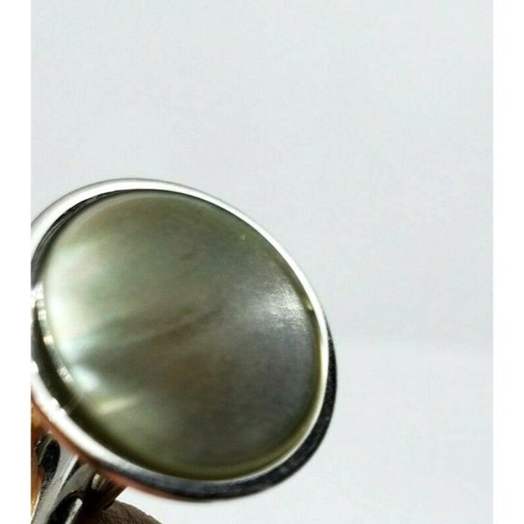 Smoke Pearl Gray Silver Tuxedo Studs Tux Cuff Links - Picture 4 of 8